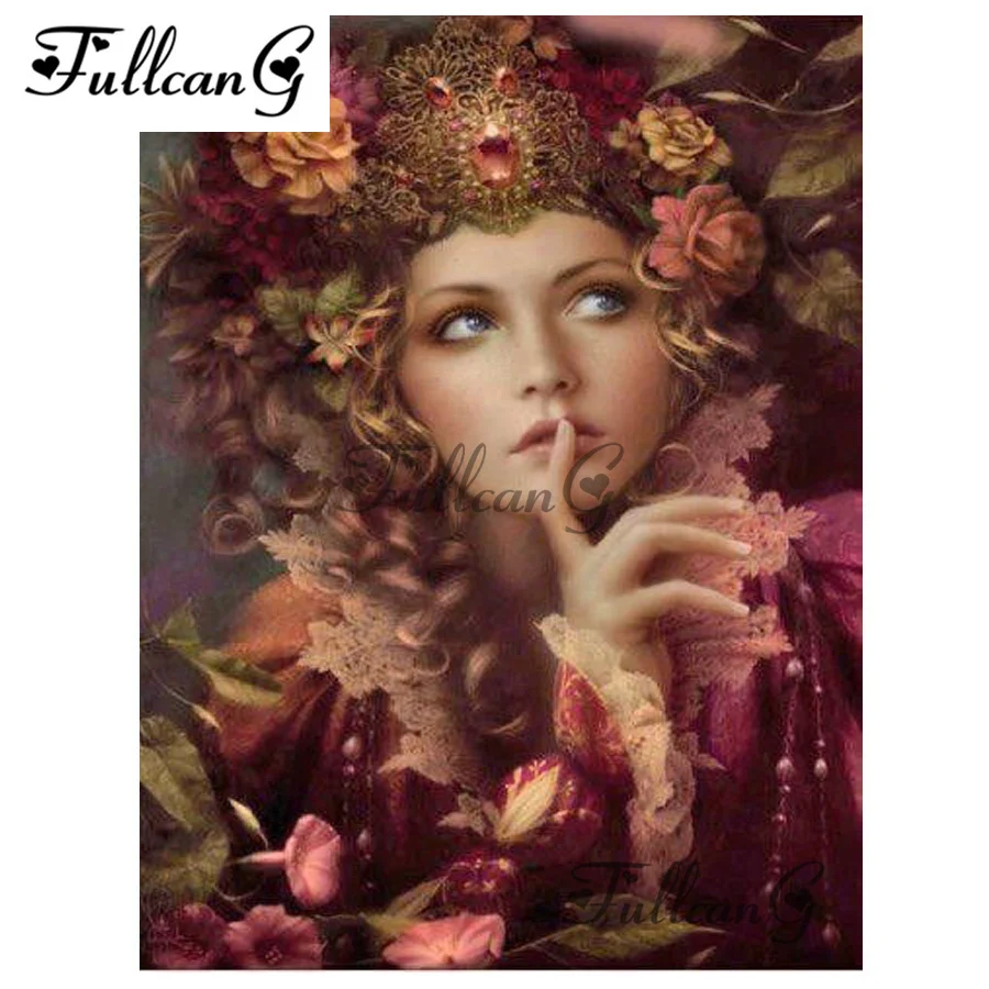 

FULLCANG diy 5d mosaic needlework full square diamond embroidery princess diamond painting cross stitch kits D464