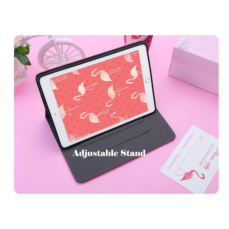 3D Flamingo Embroidery Soft Stand Cover Smart Sleep&Wake up Flip Magnet Case for iPad Mini 2 3 4 Air Pro 9.7 10.5+stylus pen