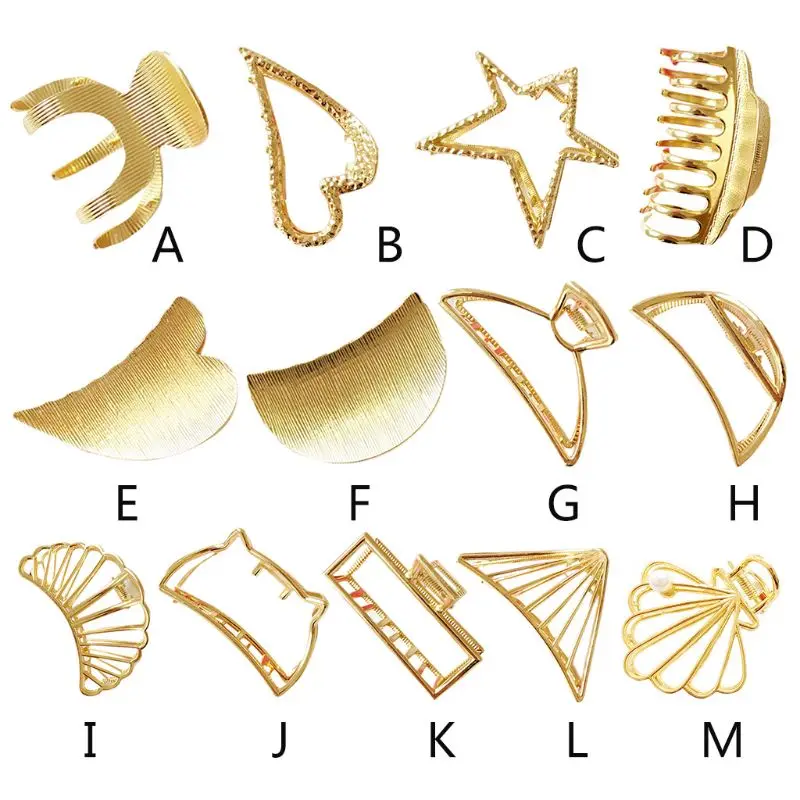 Минималистичный геометрический полый зажим для волос в виде когтей, Женский винтажный Металлический Золотой зажим, держатель для конского хвоста, зажим для душа, для мытья лица