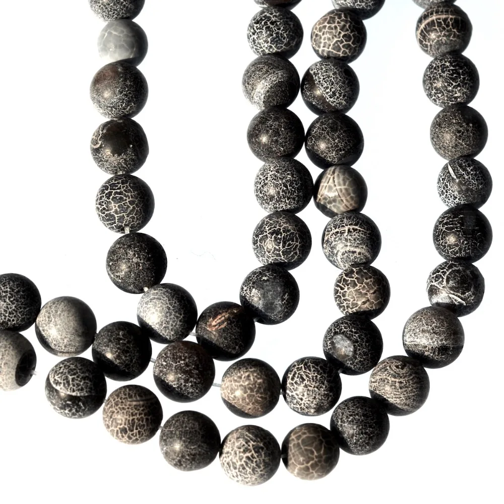 10mm round Black Dragon Vein agates beads 5 strandin Beads from