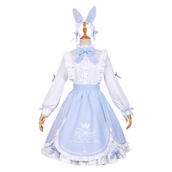 

[STOCK] 2018 Hot Game Miracle Nikki White Rabbit Candies Maid Lolita Dress Cosplay Costume For Women Halloween Free Shipping New