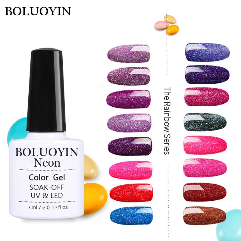 

Fashion Glitter Neon Gel Nail Polish Long Lasting Colorful Gel Varnish Soak Off Hybrid Neon Gel Varnish Rainbow Gel Nail Polish