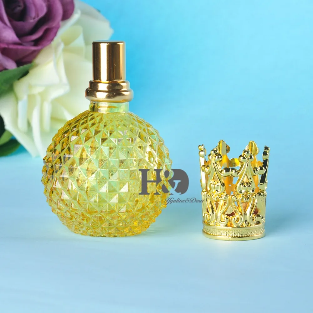 Пустой Желтый Многоразового флакон для духов с Золотой капсула бесплатная