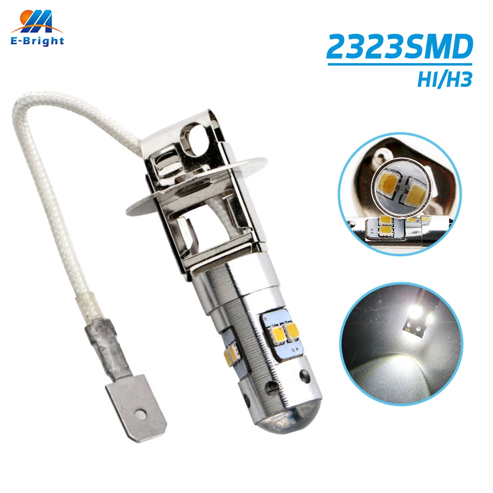 YM E-Bright 2 шт. H1 H3 2323 8 SMD 8 светодиодный лампы постоянного тока 12 В 24 в автомобильный противотуманный светильник, светодиодный фонарь, супер яркий, 800 лм, неполярность