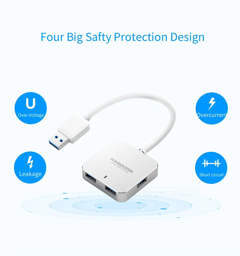 Hagides USB 3,0 концентратор внешний 4 порта Супер Скоростной usb-хаб 3,0 Разветвитель USB интерфейс питания для компьютера Macbook Usb порт разветвитель