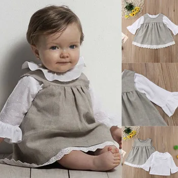 

Newborn Baby Girl Cute Dress Lace Ruffled Shorts Dress+White Tops Clothes Bebe Girl Clothes Outfit