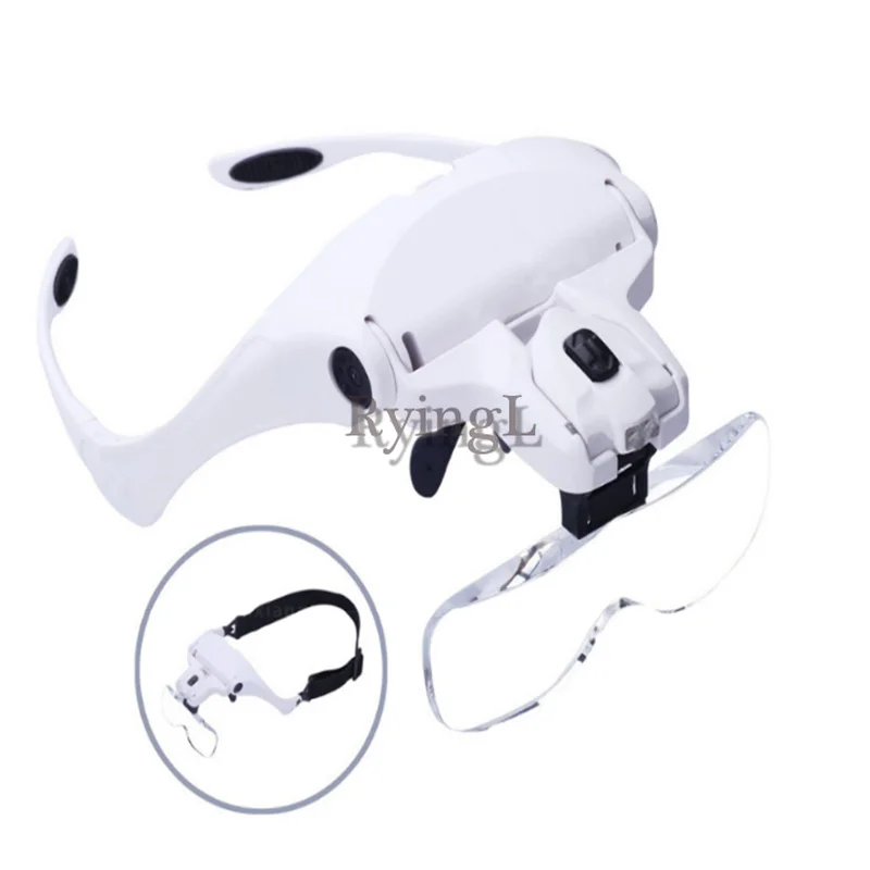* Glasses Magnifier Glass, 5 Lens Loupe Eyewear Magnifier With Led Lights Lamp,Headband Led Magnifying Glass For Reading