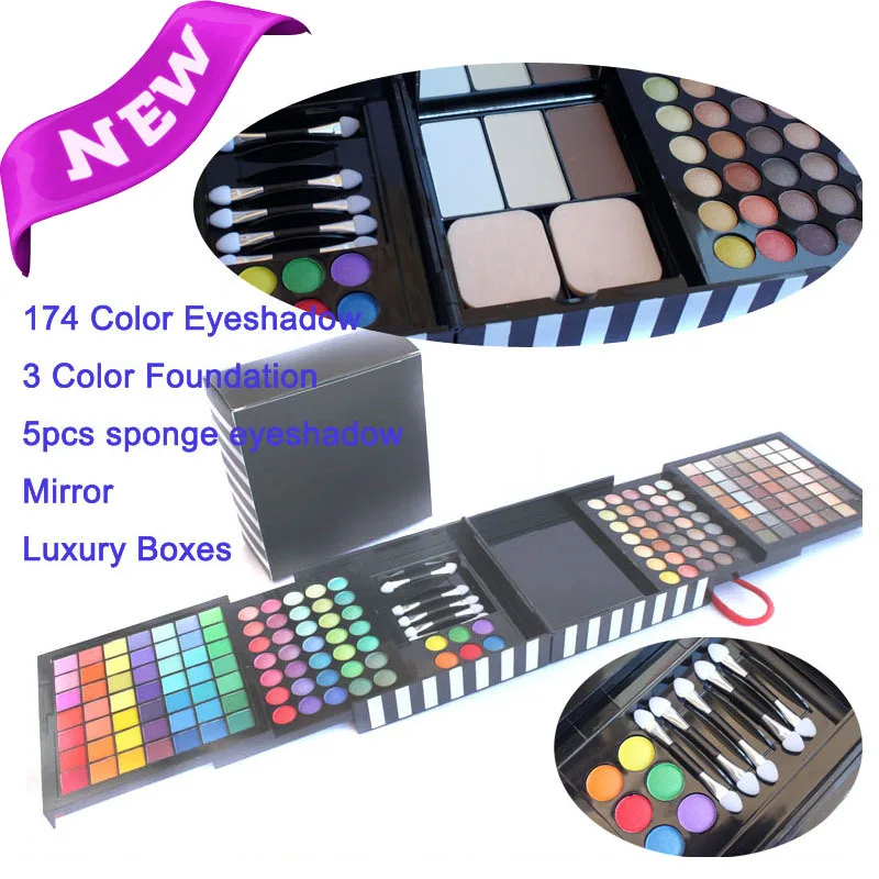 

Luxurious 177 Colors Eye shadow, Repair Capacity,Lip, Eyebrow Powder, Brush Combo With Mirror Makeup Set Gift Packaging
