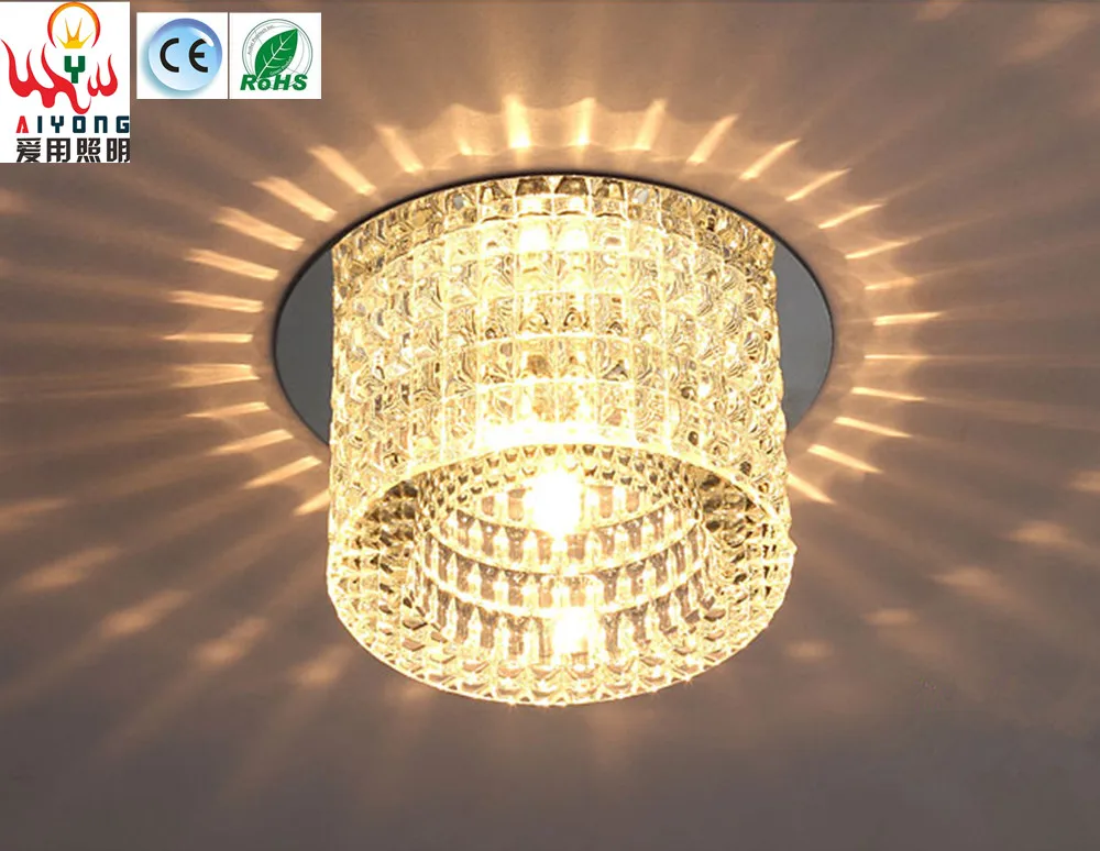 

Led crystal lamp base round aisle ceiling lamp ceiling mounted or embedded dark decorated living room lights