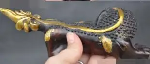 

S1866 7" chinese bronze gilt fengshui wealth money coin Toad Golden Toad beast statue