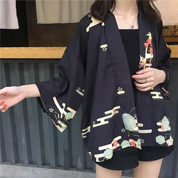 

NiceMix Harajuku Style Bf Loose Cardigan Printing Casuap Sun Protection Blouse Women Kimons 2019 Summer Fashion Outwear Kimono