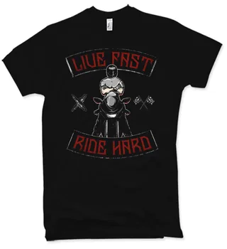 

T-Shirt Live Fast Ride Hard - Motard Motorcycle Oldschool Machine De Course Mc2019 Fashion Short Sleeve Cotton O Neck Tops Free