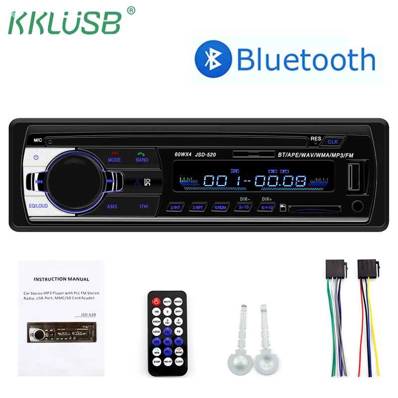 1 din автомагнитола 12 в Bluetooth автомобильный стерео fm-радио MP3 аудио плеер USB SD AUX Автоэлектроника сабвуфер в-dash 1 DIN Авторадио