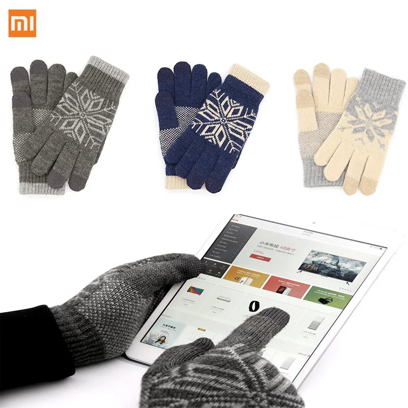 Оригинальные перчатки Xiaomi для сенсорного экрана зимние теплые шерстяные iphone