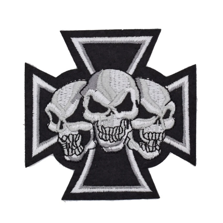 

2018 Parches Stickers Clothing Three Ghost Skeleton Skull Bone Patch Symbol Jacket T-shirt Iron On Punk Rock Lady Raider Biker