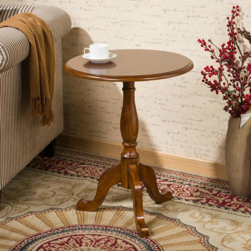 Small round solid wood coffee table American-style country style furniture living room furniture coffee table sofa side table