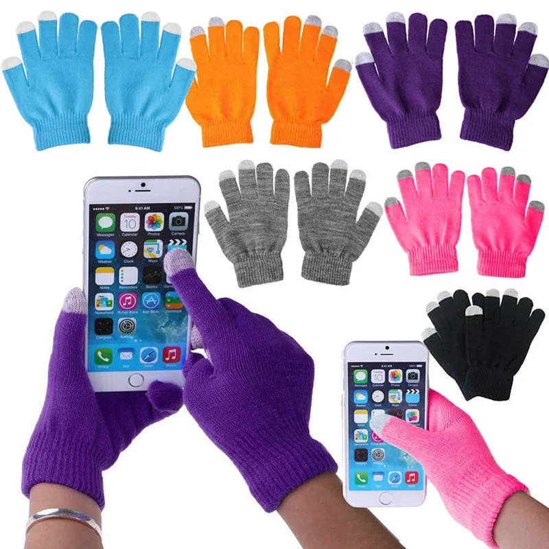 

New Hot 1 Pair Unisex Winter Warm Capacitive Knit Gloves Hand Warmer For Touches Screen Smart Phone YAA99