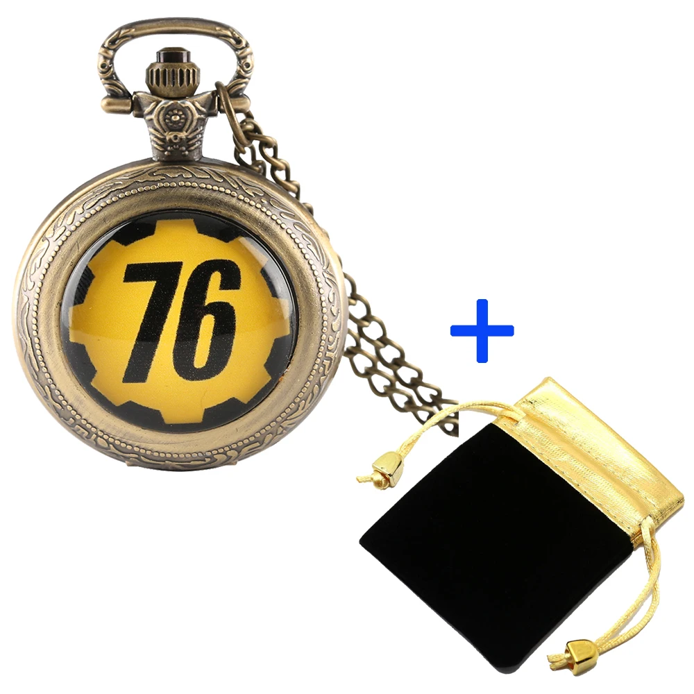 

FALLOUT 76 Pocket Watch FALLOUT 4 Game Theme Our Future Begin Gift Bag Unisex Children Adults Chain Gift relogio de bolso