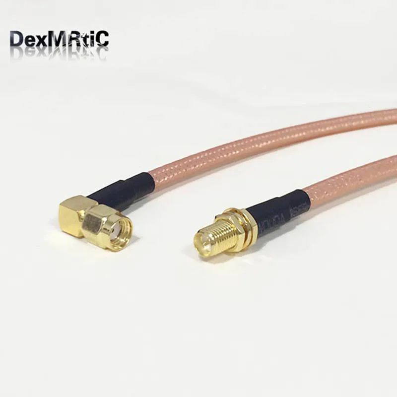 

Modem external cable RP-SMA plug Right Angle Switch RP-SMA Female Jack pigtail Adapter RG142 50CM 20" low loss