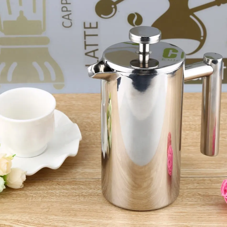 350ML 800ML 1000ML Stainless Steel French Cafetiere Permanent Coffee Filter Baskets Espresso Maker with Double Wall