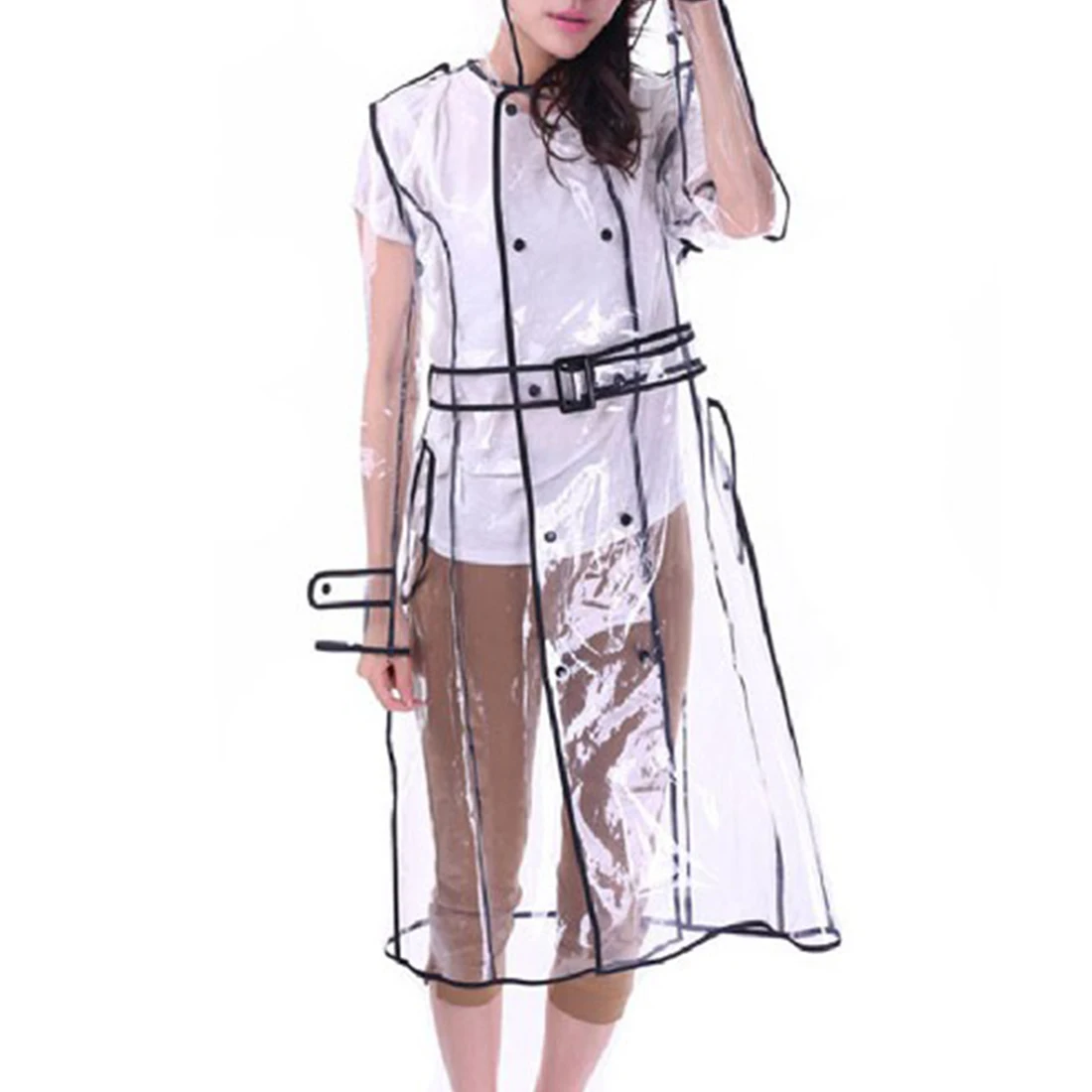 Buy Transparent Raincoat With Belt Long Raincoat for