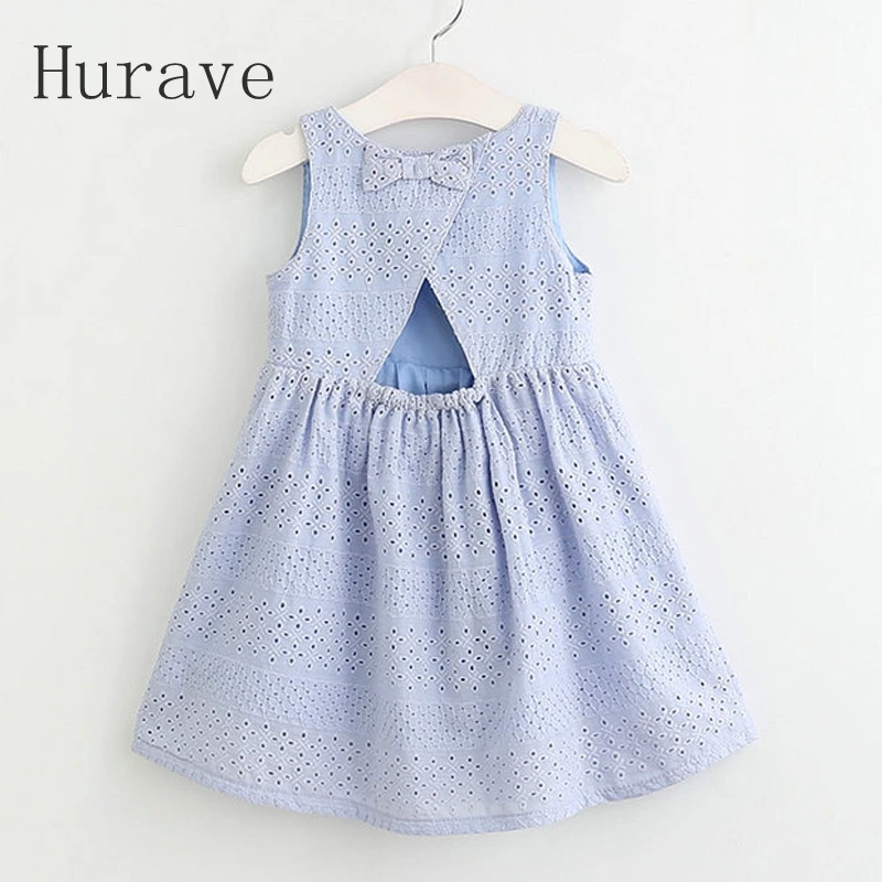 Hurave Summer Fashion Dresses for Girls 2017 casual Baby Dress Princess Party Hollow Dresses Children Summer