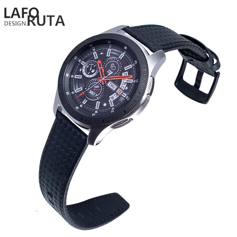 Laforuta 22 мм Quick Release роскошный черный карбоновый кожаный ремешок для часов для samsung gear S3 Classic/Frontier Galaxy 46 мм