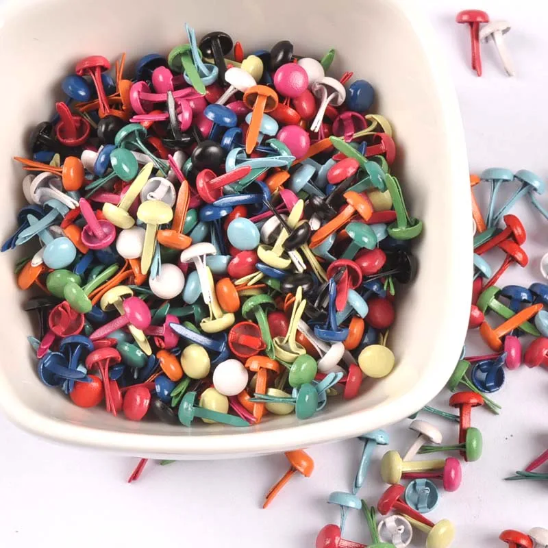 

100Pcs Mixed Pastel Round Brads Fastener Embellishment Studs And Spikes For Clothes Metal Crafts Shoes Decoration 5X10mm C1114