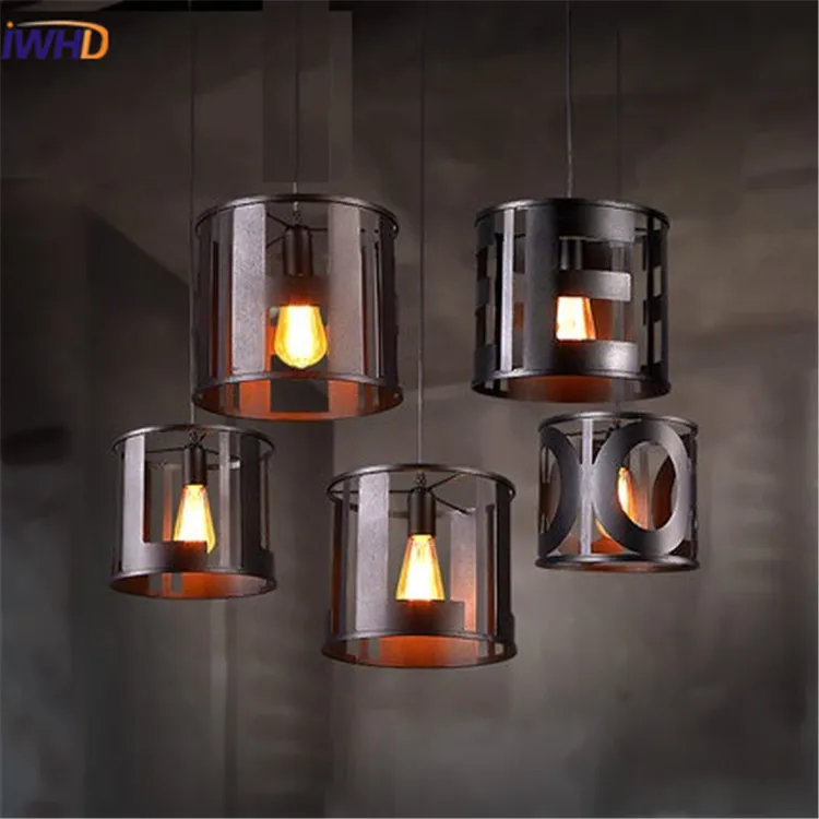 

IWHD Creative Vintage Hanging Lamp Loft Style Industrial Iron Pendant Lights Black Retro Lamparas Lighting Fixtures Iluminacion