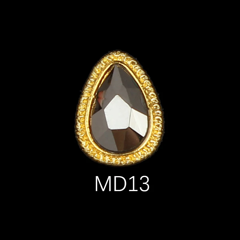 Korea Trend Nail Jewelry Style 10/30pcs Latest Metal Bezel Water Drop Stone Design 3D Nail Art Alloy Jewelry - Цвет: MD13