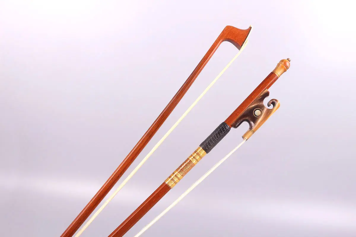 New Violin Bow 4/4 Full size Bone F rog Circle Inlay Brazil wood