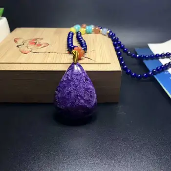 

Koraba Fine Jewelry Natural Charoite Beads Pendant Necklace Sweater Chain Gifts Free Shipping