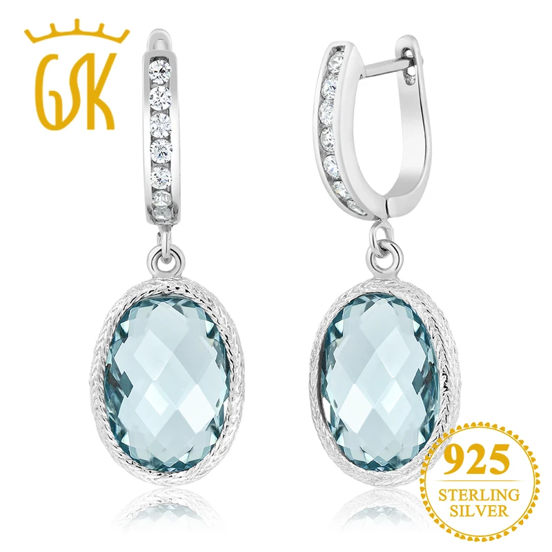 GemStoneKing 925 пробы серебряные тонкие серьги для женщин Потрясающие овальные