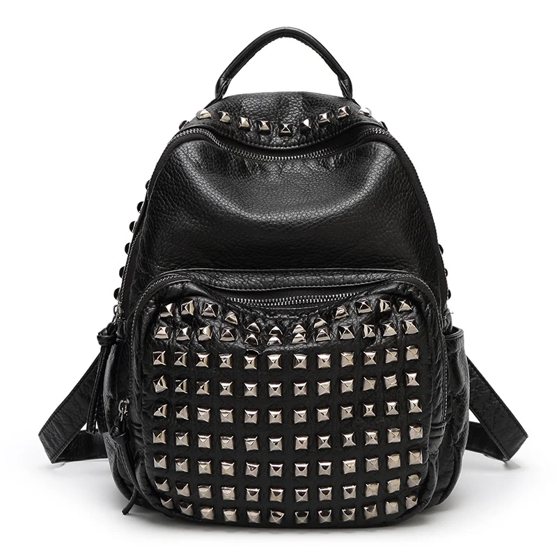Black Leather Designer Backpack Purses