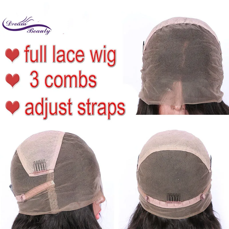 Dream Beauty hair Full Lace Human Hair Wigs Pre Plucked With Baby Hair Brazilian Remy Hair Full Lace Wigs Bleached Knots