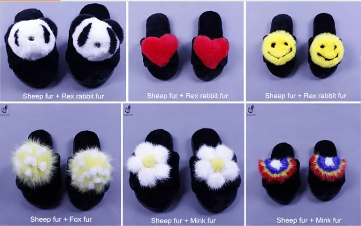 Women Fur Slippers Fashion Spring Summer Autumn Plush Slippers Fluffy Fur Slides Flip Flops Flat Shoes