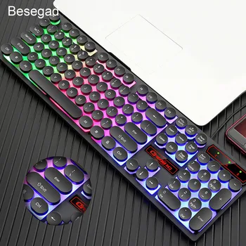 

Elisona 104 KeysRetro Typewriter Style Anti-Ghosting USB Wired Backlit Gaming Keyboard Gamer Keypad Key Board for Desktop Laptop