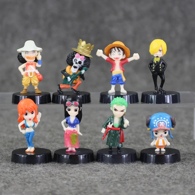 

8pcs/lot 5cm Anime One Piece Mini Action Figures The Straw Hats Luffy Roronoa Zoro Sanji Chopper Figure Toys