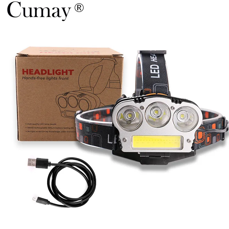 

Cumay LED Headlamp 3T6+COB LED Headlight 15000 lumens LED Head lamp Camp Hike Emergency Light Fishing Outdoor