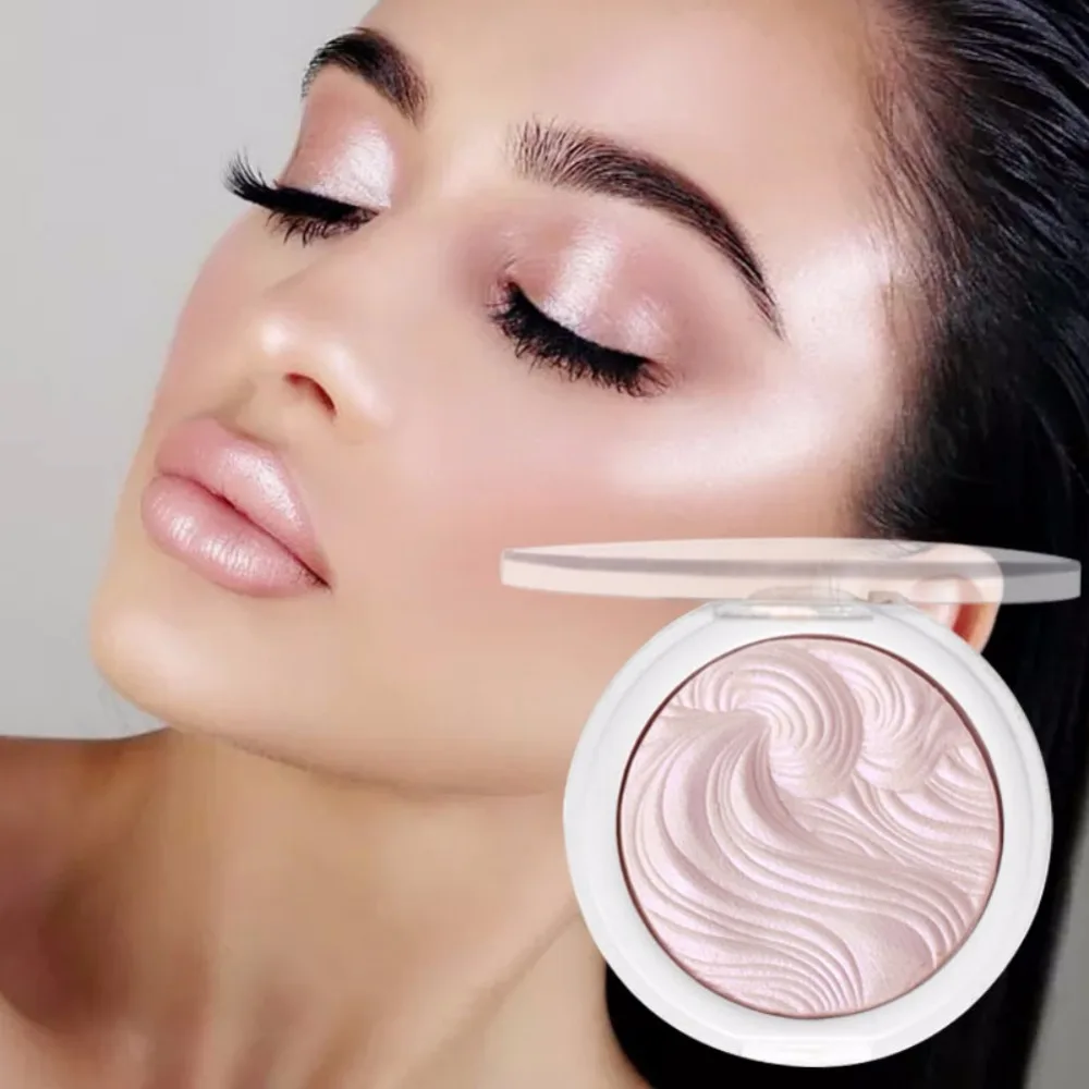 

Long lasting Easy to Wear Highlighter Palette Shimmer Baked Face Makeup Glow Compact Powder Face Cheek Glitter Highlighter