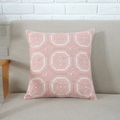 Наволочка для подушки с вышивкой для домашнего декора, серая, розовая, Геометрическая, холщовая, хлопковая, с вышивкой Suqare, наволочка 45x45 см - Цвет: J