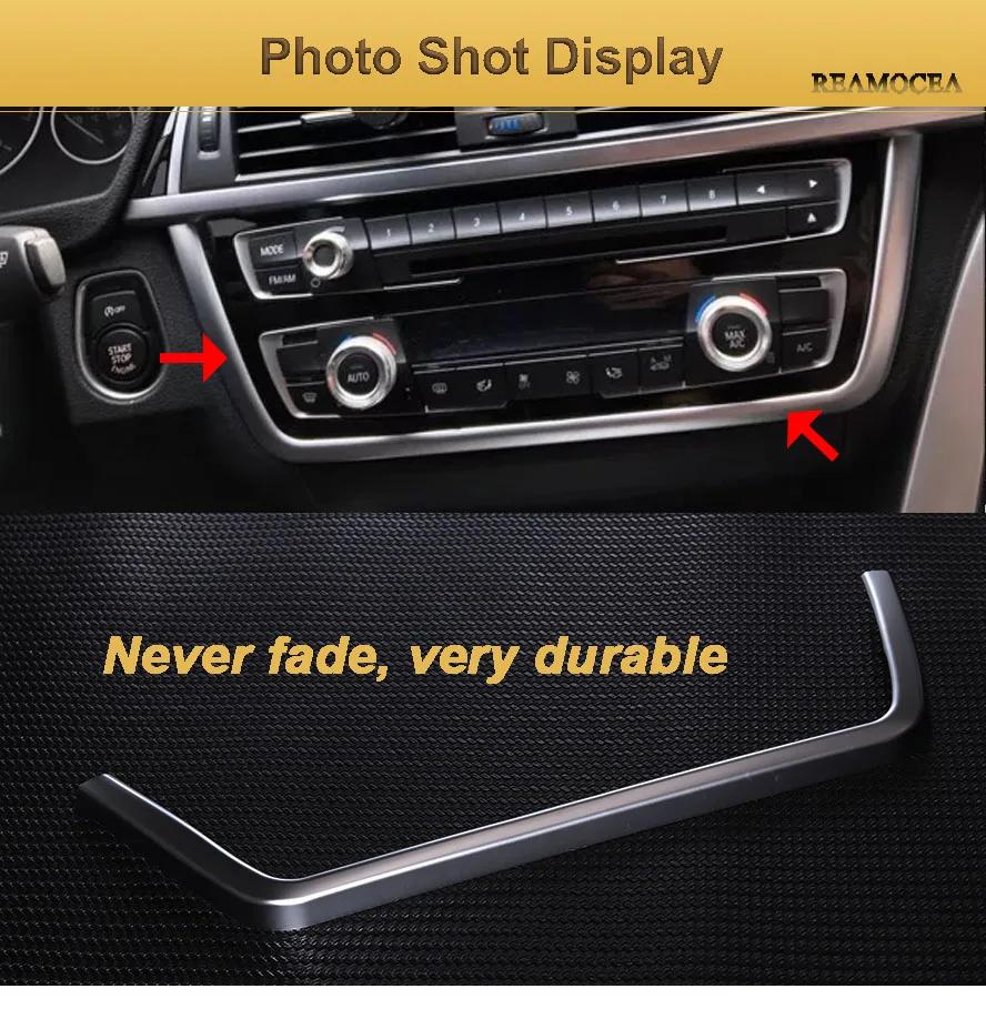 Reamocea 1 Set Silver Chrome Dashboard Console Cover Trim for BMW 3 4 Series F30 F31 F32 F34 F36 316 318 320 420 2013 2014 2015 (12)