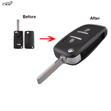 RIN 2 Button Foling Car Key Cover For Citroen C2 C3 C5 C6 C8 For Peugeot 307 408 308 Modified Remote Key Shell Blade with Groove