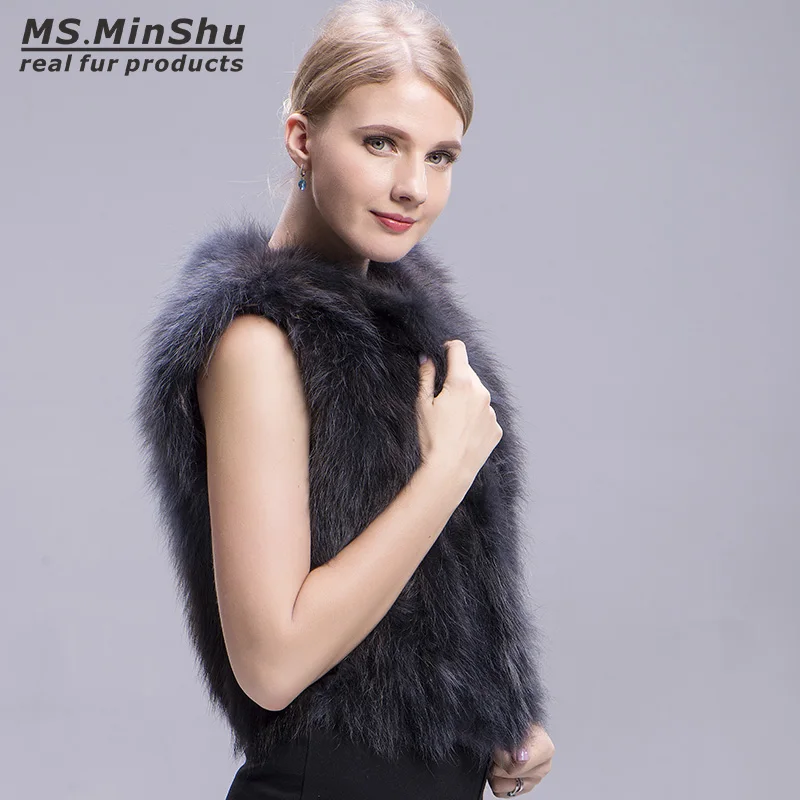raccoon fur vest grey 2