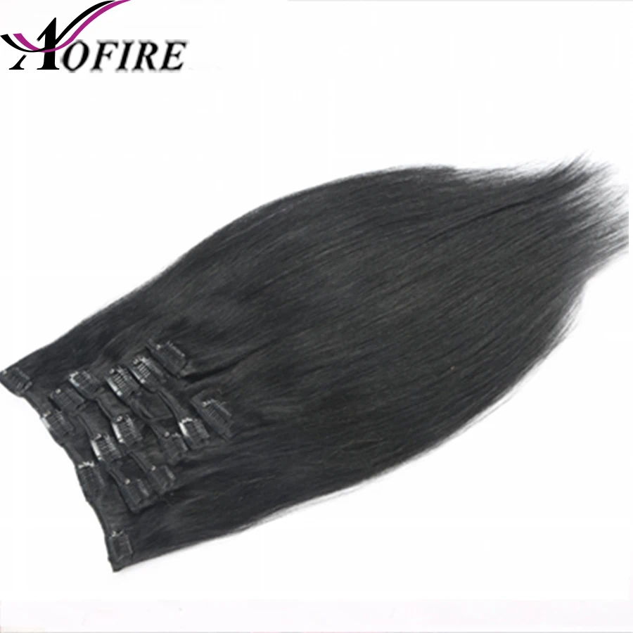 

Straight Clip In Human Hair Extensions Brazilian Remy Hair Weave Natural Color Head 8 Pcs/Set 120 G Free Shipping
