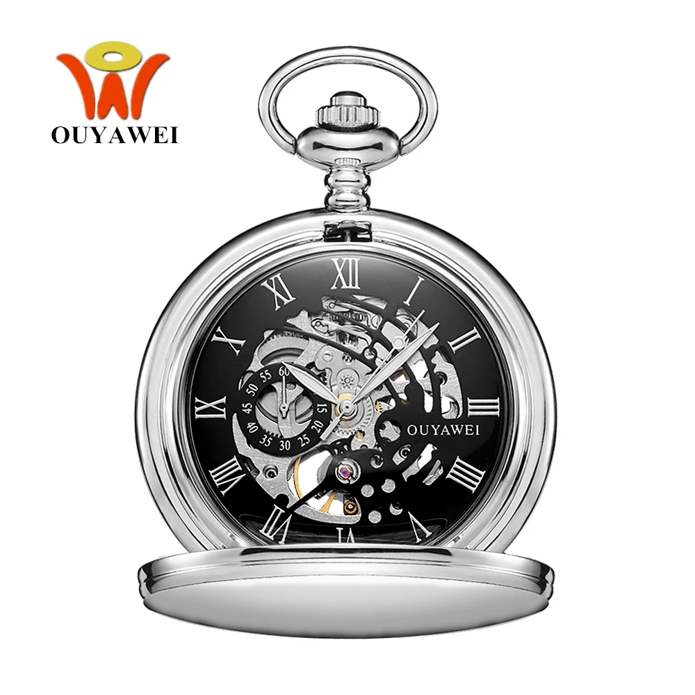 Новые популярные брендовые Механические карманные часы OUYAWEI с ручным заводом
