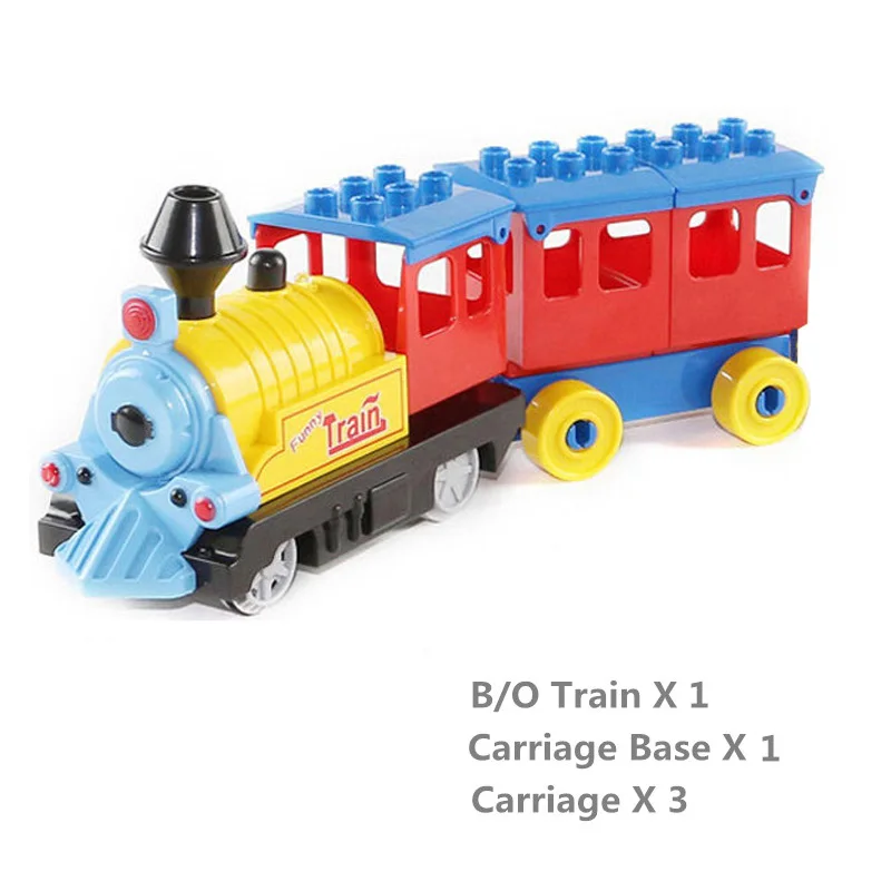 Marumine блоки Duplo с батарейным питанием поезд игрушки Строительные Кирпичи Детские развивающие игрушки подарок Электрический поезд для детей - Цвет: Цвет: желтый