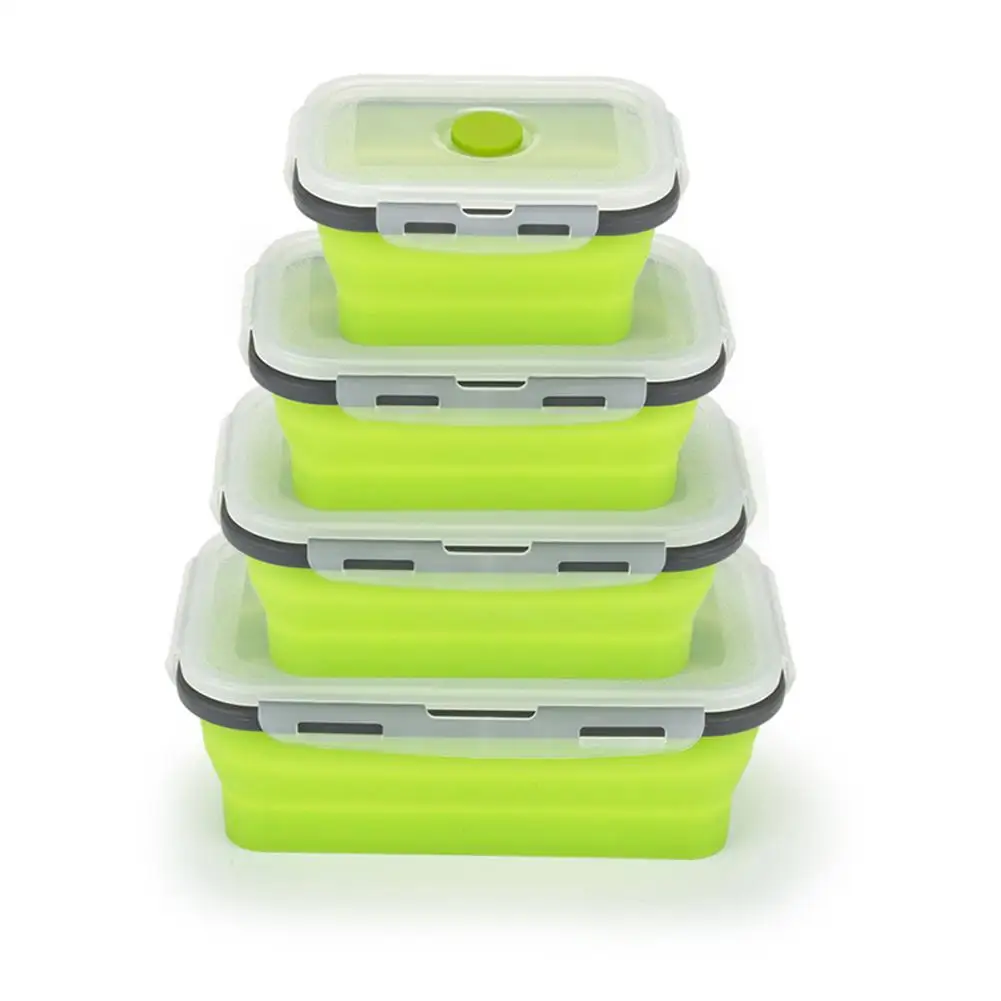 

Eco-Friendly Foldable Food Container Silicone Lunch Box Outdoor Picnic Food Storage Container