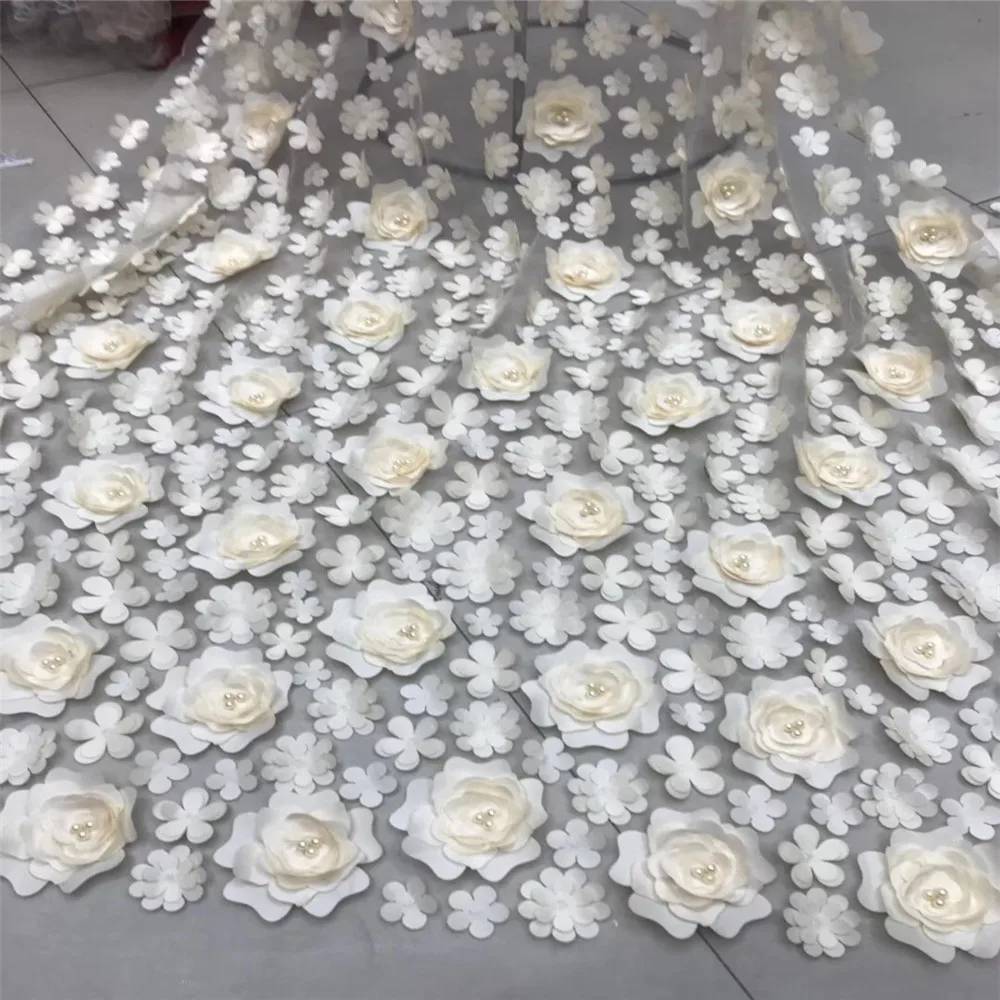 

2018 New style French net lace fabric 3D flower African tulle mesh lace fabric high quality Arican lace fabric GL68-1