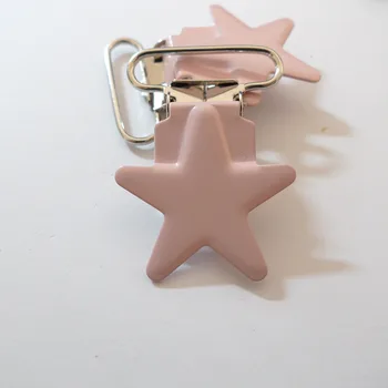 

25pcs 1'' 25mm #35 POWDER PINK COLOR Star Shaped Pacifier Clips